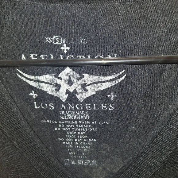 Affliction Black Rhinestone V Neck Sweater - Picture 2 of 5